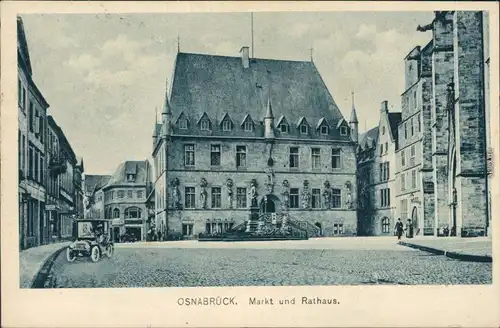 Ansichtskarte Osnabrück Markt und Rathaus 1923