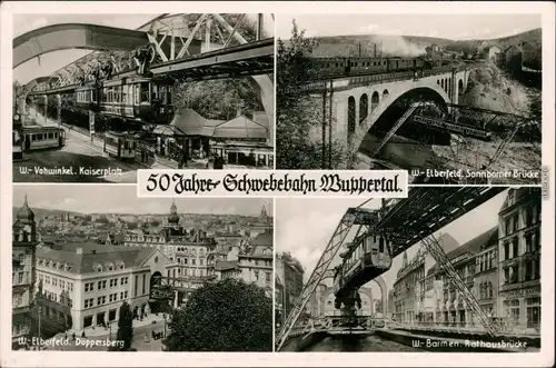 Ansichtskarte Wuppertal Schwebebahn 1953
