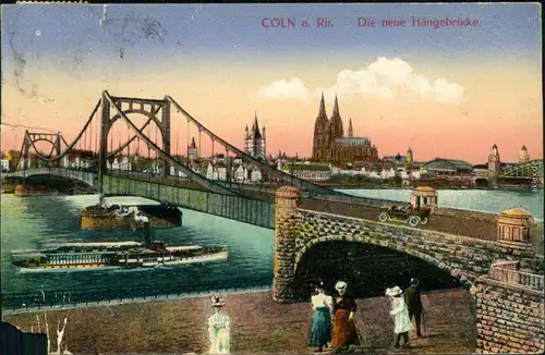 Ansichtskarte Köln Coellen | Cöln Schwebebrücke/Hängebrücke 1910