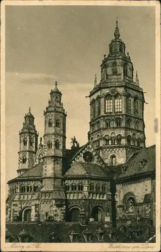 Ansichtskarte Mainz Westtürme am Dom 1928