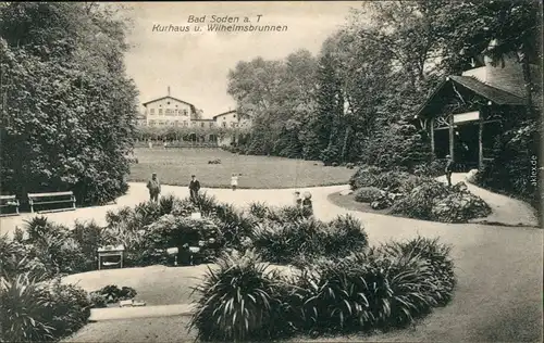 Ansichtskarte Bad Soden (Taunus) Kurhaus u. Wilhelmsbrunnen 1904