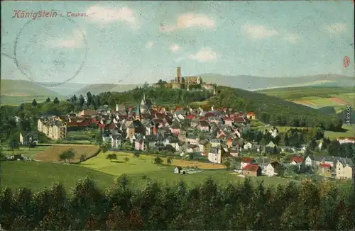 Ansichtskarte Königstein (Taunus) Panorama-Ansicht mit Burg 1911