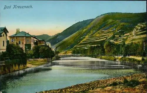 Ansichtskarte Bad Kreuznach Nahepartie - Häuserzeile 1910