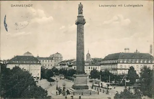 Ansichtskarte Darmstadt Luisenplatz, Ludwig-Säule 1911