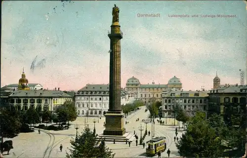 Ansichtskarte Darmstadt Luisenplatz, Ludwigs-Monument 1911
