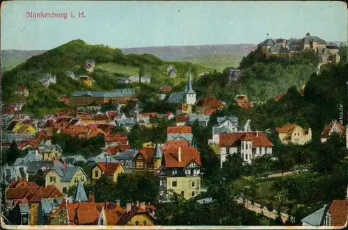 Ansichtskarte Blankenburg (Harz) Panorama-Ansicht mit Schloss 1914