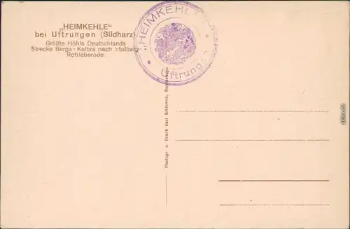 Ansichtskarte Uftrungen-Südharz Heimkehle - Tyrahalle mt Tyrasee 1926