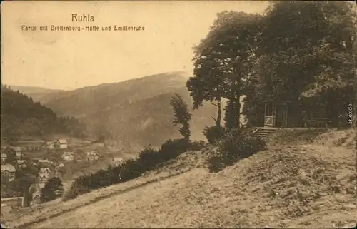 Ansichtskarte Ruhla Partie mit Breitenberg - Hötte und Emilienruhe 1915