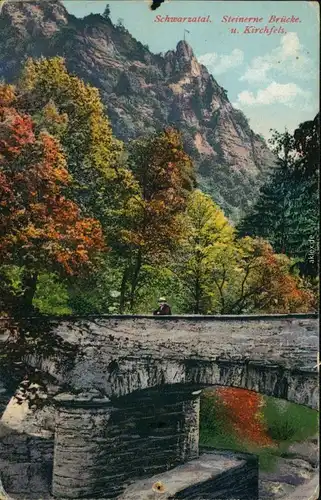 Ansichtskarte Schwarzburg Steinerne Brücke, Kirchfels 1910