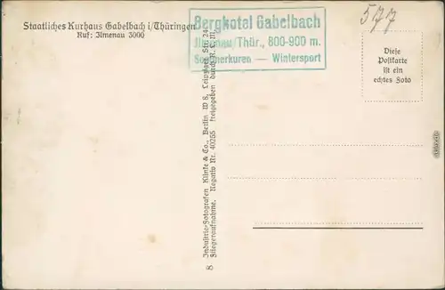 Ansichtskarte Gabelbach-Ilmenau Kurhaus 1940