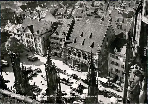 Ansichtskarte Freiburg im Breisgau Münster und Wochenmarkt 1964 