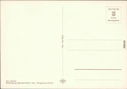 Ansichtskarte Bergzabern Ritterburg Berwartstein - am Abend 1964