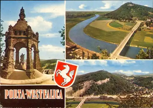 Porta Westfalica Kaiser-Wilhelm-Denkmal - Porta Westfalica, Luftbild 1965
