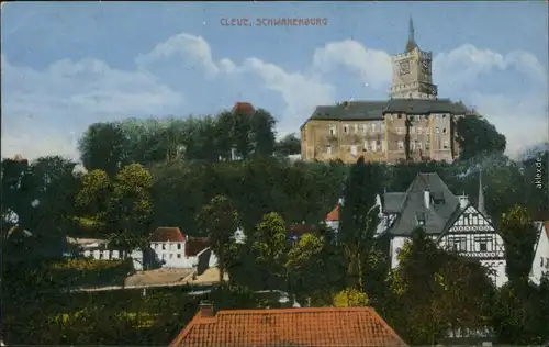 Ansichtskarte Kleve Häuser und Schwanenburg - Kermisdahl 1915 