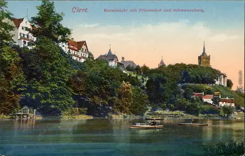 Ansichtskarte Kleve Kermisdahl mit Prfuzenhof und Schwanenburg 1916 