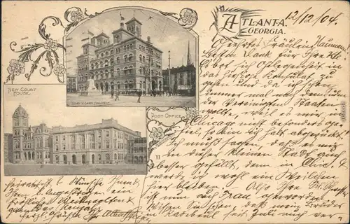 Ansichtskarte Atlanta 2 Bild: New Court House, Post Office 1904 