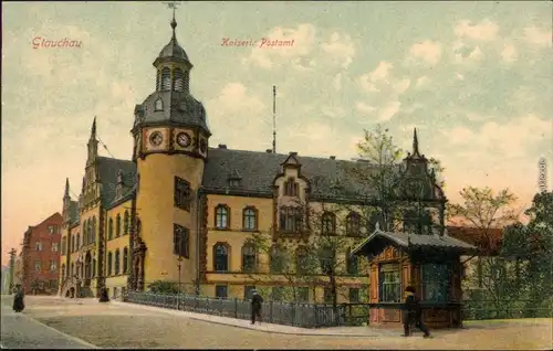 Ansichtskarte Glauchau Kiosk, Kaiserl. Postamt 1913 