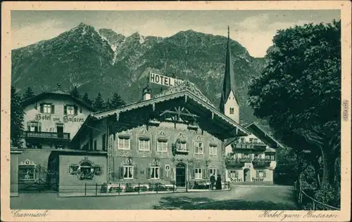 Ansichtskarte Garmisch-Partenkirchen Hotel zum Husaren 1928 