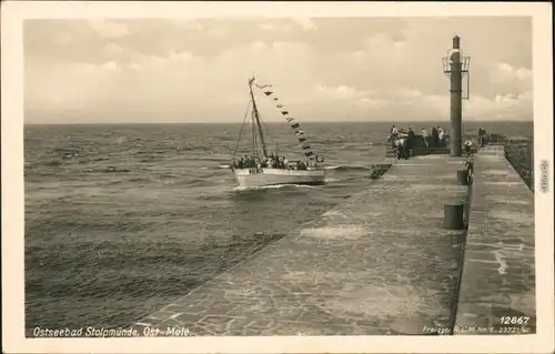 Ansichtskarte Stolpmünde Ustka Ost-Mole 1940