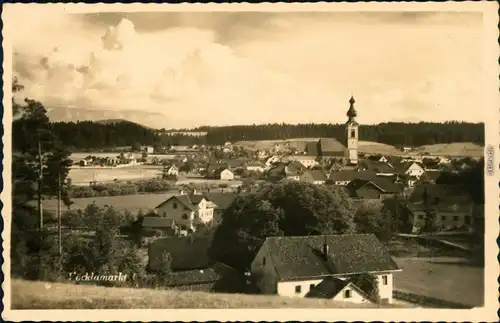 Ansichtskarte Vöcklamarkt Häuser, Kirche, Wälder 1920