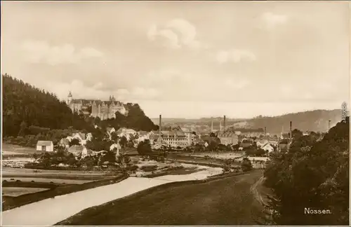 Ansichtskarte Nossen Stadtblick, Fabrikanlagen 1920