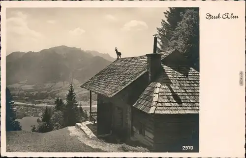 Ansichtskarte Lenggries Denkalm mit Panorama 1934