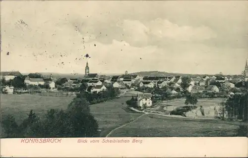 Königsbrück Kinspork Stadtblick, Kirche, Blick vom Scheibischen Berg 1913