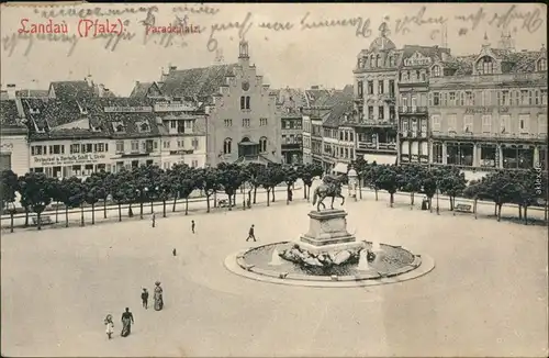 Ansichtskarte Landau in der Pfalz Paradeplatz 1910
