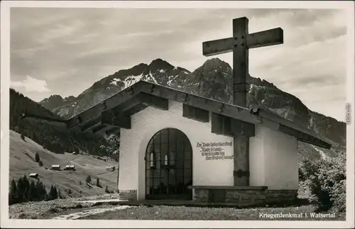 Ansichtskarte Hirschegg-Mittelberg Kriegerdenkmal mit Alpenpanorama 1936