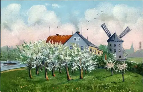 Ansichtskarte Gohlis-Dresden Gohliser Windmühle - Gemälde 1912