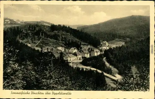 Dönschten-Dippoldiswalde Panorama-Ansicht mit Blick auf die Hügel 1938