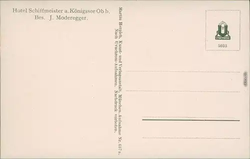 Königssee-Schönau am Königssee Hotel Schiffmeister mit Bergmassiv 1913