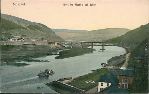 Moseltalbrücke (A 61), Dampfer und Stadt coloriert