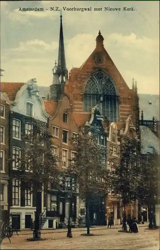 Ansichtskarte Amsterdam Amsterdam Vorburgwal und Neue Kirche 1910