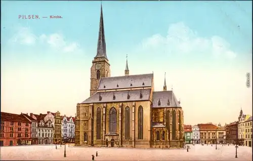 Ansichtskarte Pilsen Plzeň St.-Bartholomäus Kathedrale 1913