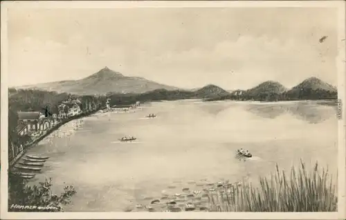 Hammer am See Hamr na Jezeře Panorama-Ansicht mit Booten auf dem See 1929