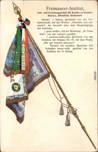 Ansichtskarte Striesen Dresden Freimaurer-Institut - Fahne 1911