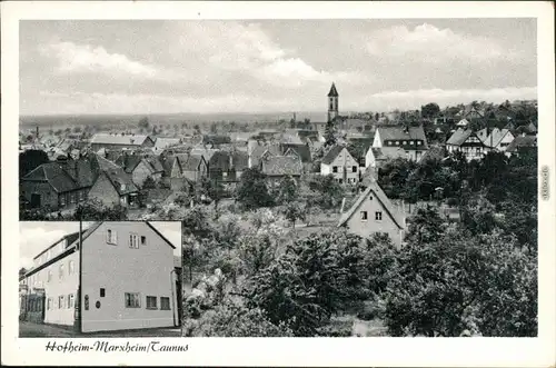 Ansichtskarte Hofheim (Taunus) Panorama-Ansicht mit Kirche und Ortsmotiv 1955