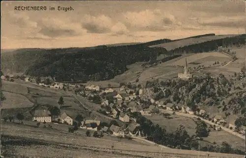 Ansichtskarte Rechenberg-Bienenmühle Blick auf die Stadt 1923 