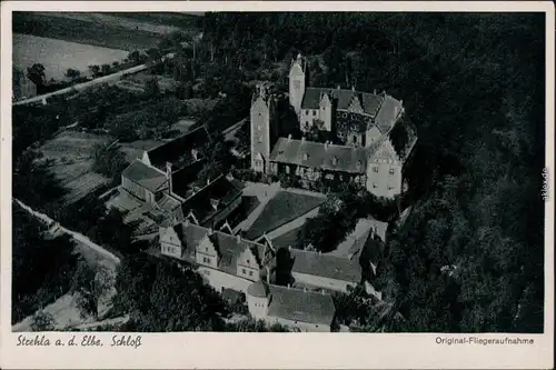 Ansichtskarte Strehla (Elbe) Luftbild - Schloß 1941 