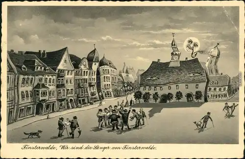 Ansichtskarte Finsterwalde Grabin Die betrunkenen Sänger - Markt 1936
