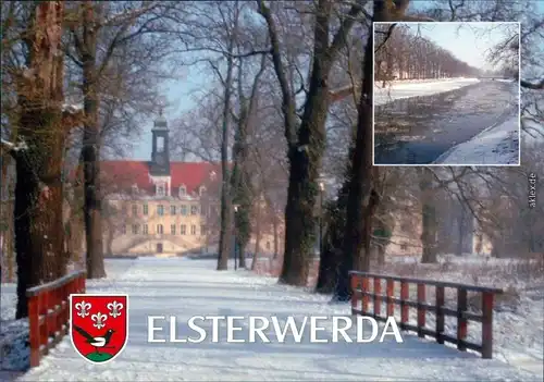 Elsterwerda Wikow Elsterschlossgymnasium im Winter mit Fluss 1995