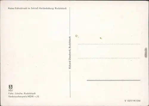 Ansichtskarte Rudolstadt Schloss Heidecksburg - Rotes Eckkabinett 1966