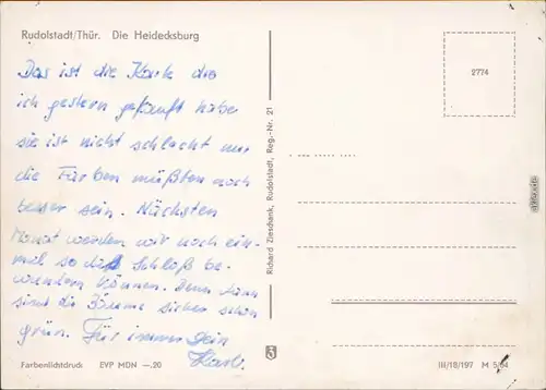 Ansichtskarte Rudolstadt Schloss Heidecksburg 1964