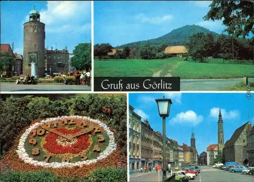 Görlitz Zgorzelec Marienplatz, Landeskrone, Blumenuhr, Leninplatz 1973