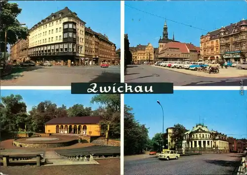 Ansichtskarte Zwickau Ringkaffee, Markt, Freilichtbühne, Milchbar 1970