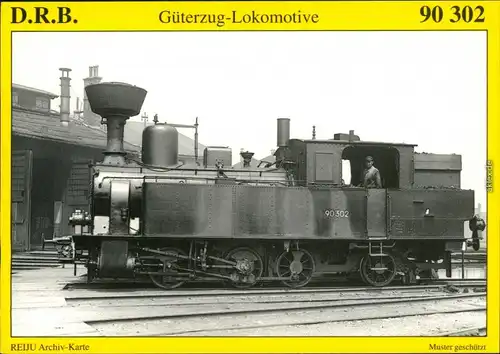 Ansichtskarte  Güterzug-Tenderlokomotive 90 302 1907/1995