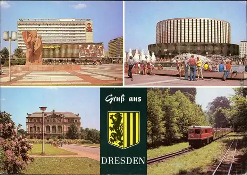 Dresden Interhotel "Bastei"  Filmtheater "Prager Straße"  Pioniereisenbahn g1980