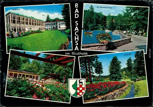 Ansichtskarte Bad Sachsa Kurhaus, Schmelzteich, Kurpark 1964