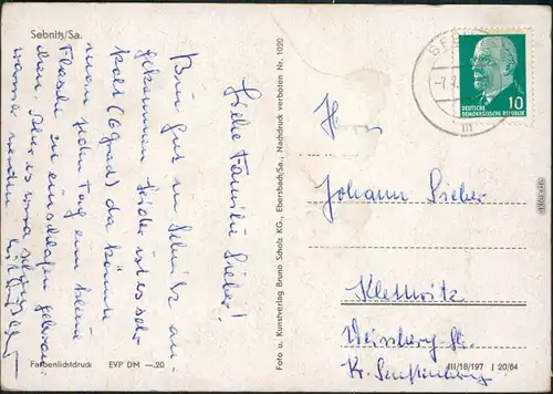 Ansichtskarte Sebnitz Panorama-Ansicht 1965